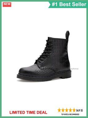 Dr. Martens 1460 Croco Combat Boots Leather Faux Embossed